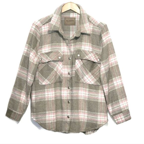 BLANK NYC Plaid Snap Front Cozy Casual Fall Winter Shacket Jacket Size M - Picture 1 of 14